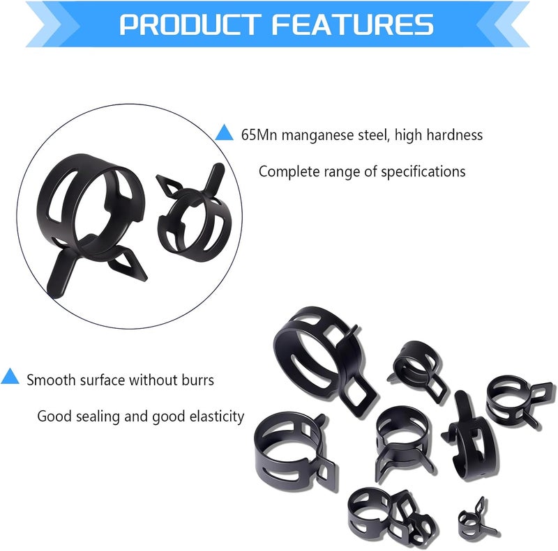 JTAREA 17Sizes Spring Band Hose Clamps Assortment Kit 5mm 6mm 7mm 8mm 9mm 10mm 11mm 12mm 13mm 14mm 15mm 16mm 17mm 18mm 20mm 22mm 25mm Hose Clamp Clips Abrazaderas - Image 3